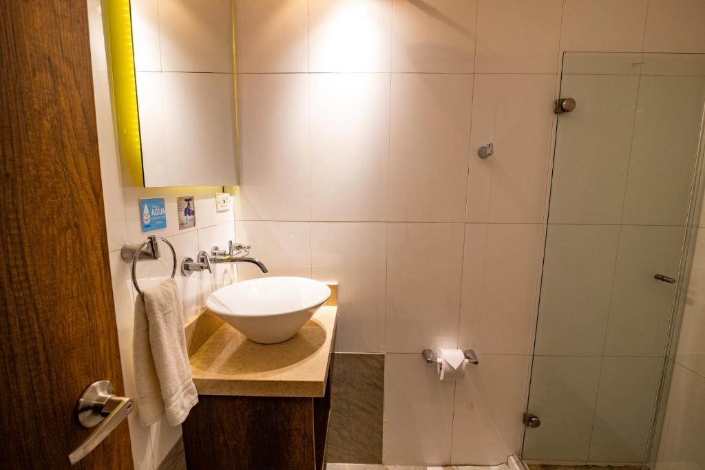 Koupelna v ubytování Hotel Amoek