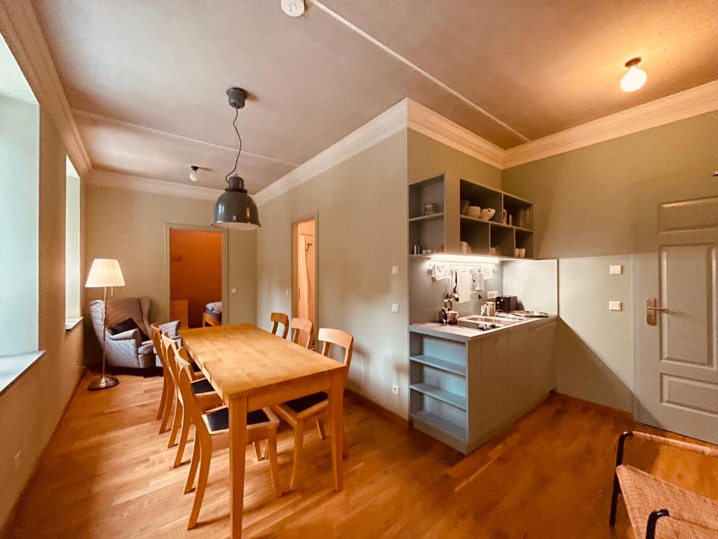 Kuchyň nebo kuchyňský kout v ubytování Gästehaus Phantasie