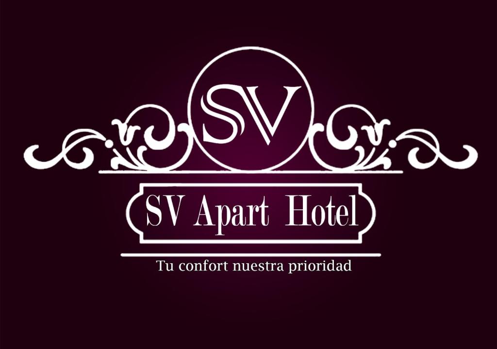 um logótipo para um hotel do aeroporto com um roxo em SV Apart Hotel em Encarnación