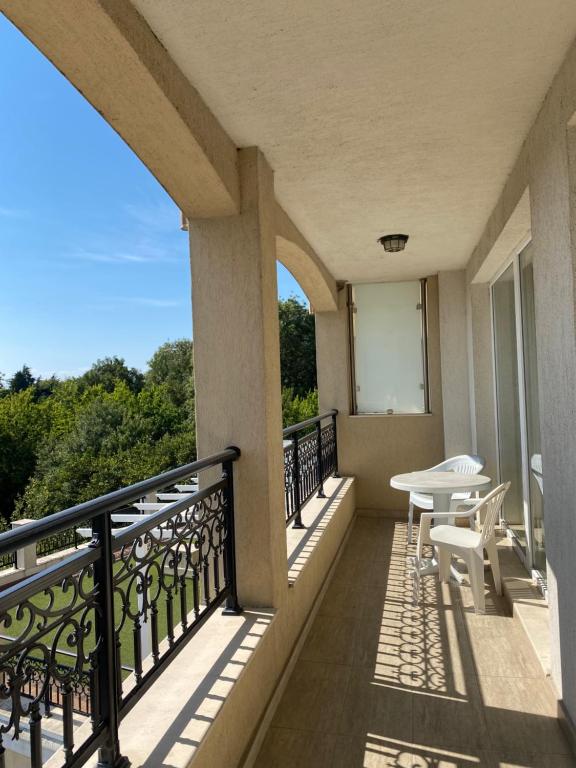 A balcony or terrace at Private Super apartments by sea in Apart Hotel !