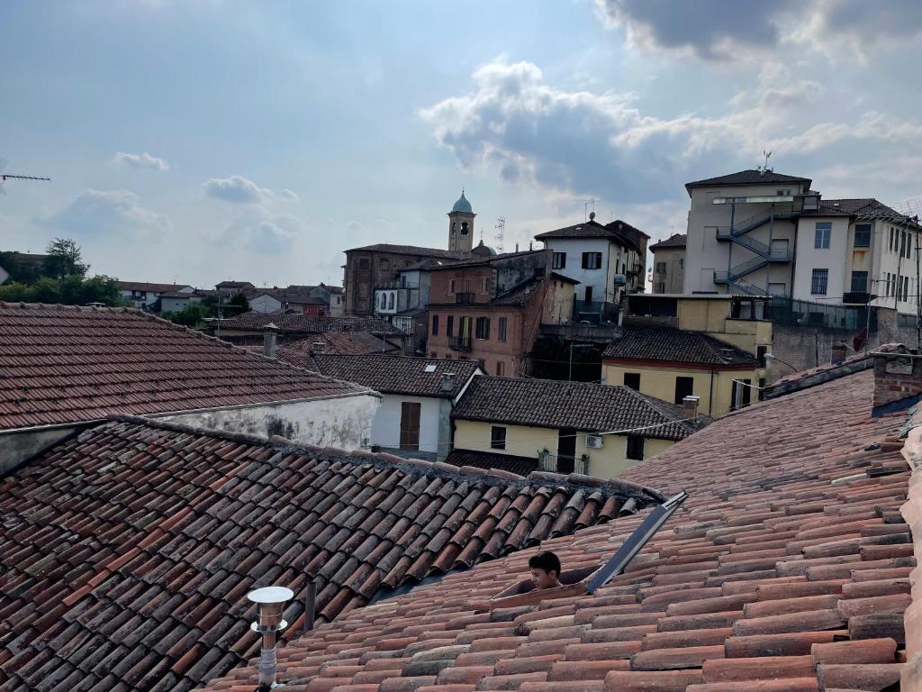 Nespecifikovaný výhled na destinaci Portacomaro nebo výhled na město při pohledu z farmy