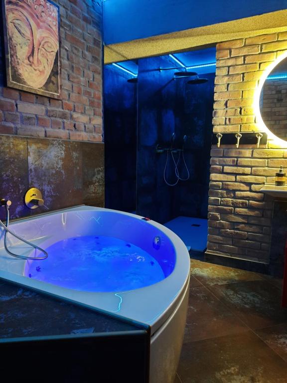 een grote badkamer met een bad en een douche bij Hotel Agit Congress&Spa in Lublin