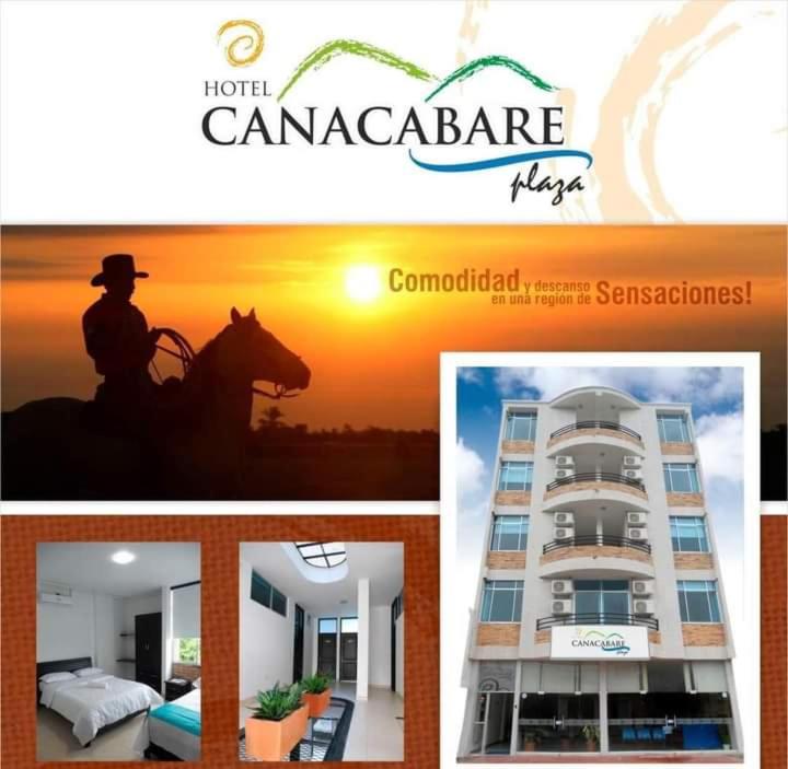 a collage of pictures of a building with a horse at Hotel Canacabare Plaza in Yopal