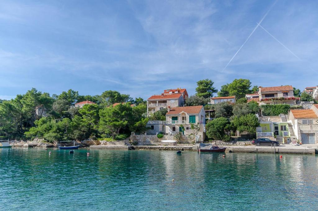 eine Gruppe von Häusern am Ufer eines Wasserkörpers in der Unterkunft Apartment Toni&Tina in Vela Luka