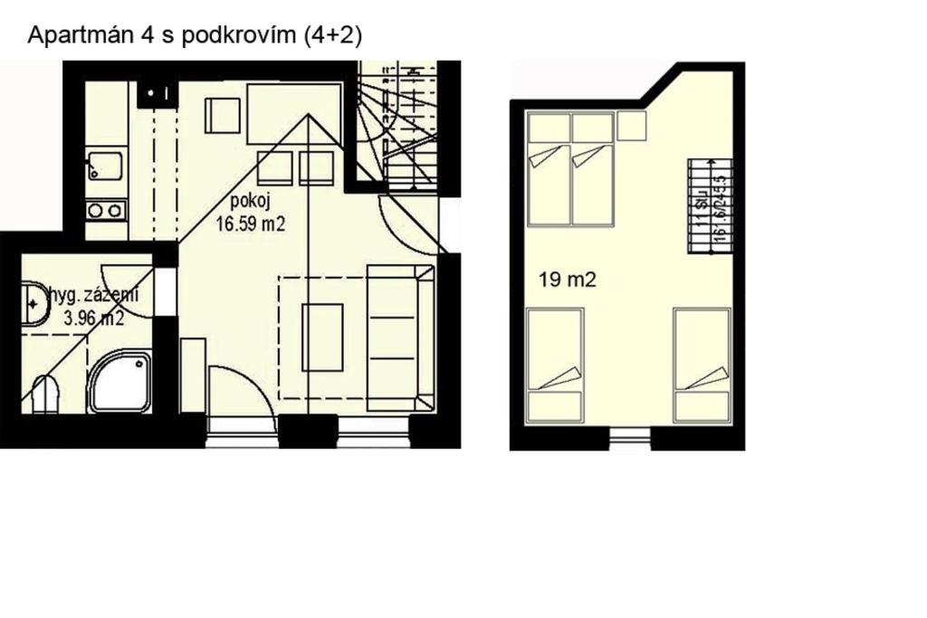 Plan piętra w obiekcie Apartmány Udatný