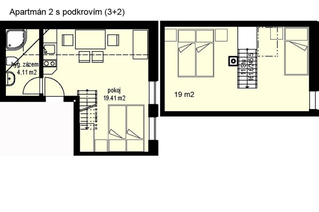 Plan piętra w obiekcie Apartmány Udatný