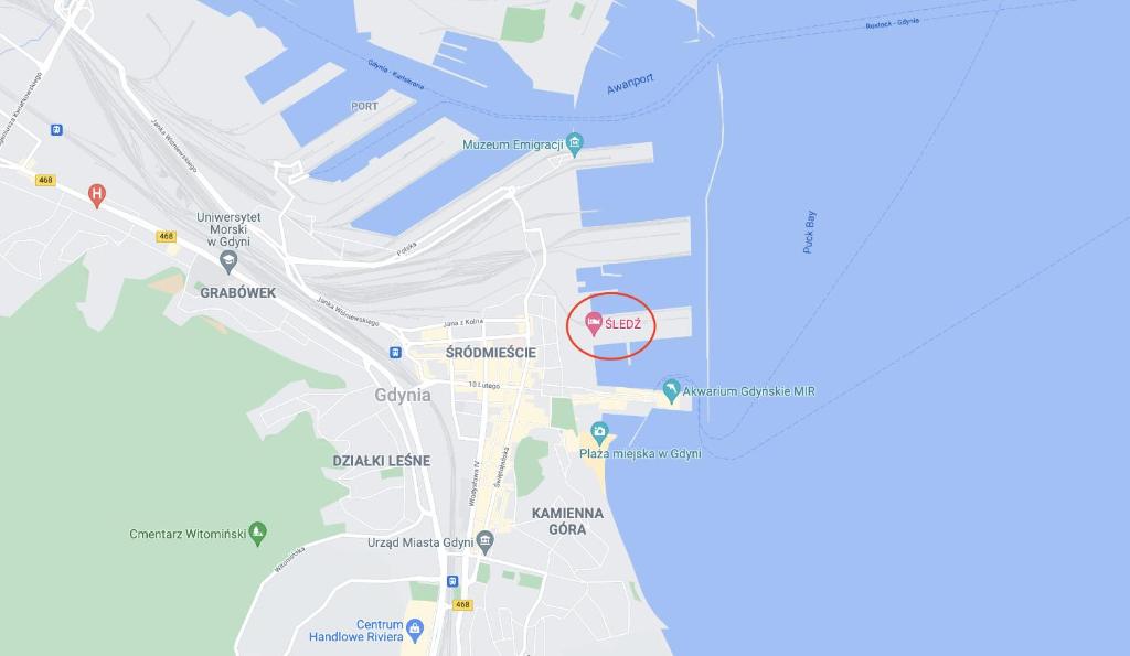 a map of dublin with a red circle in the middle at Śledź Gdynia - YACHT PARK in Gdynia