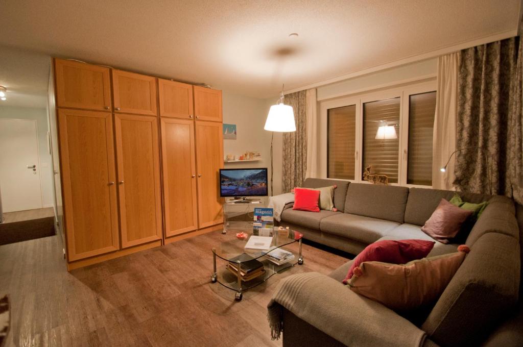 TV a/nebo společenská místnost v ubytování Haus Bodmen C, Apartment Edelweiss