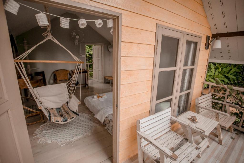 Posezení v ubytování Cozy Huts