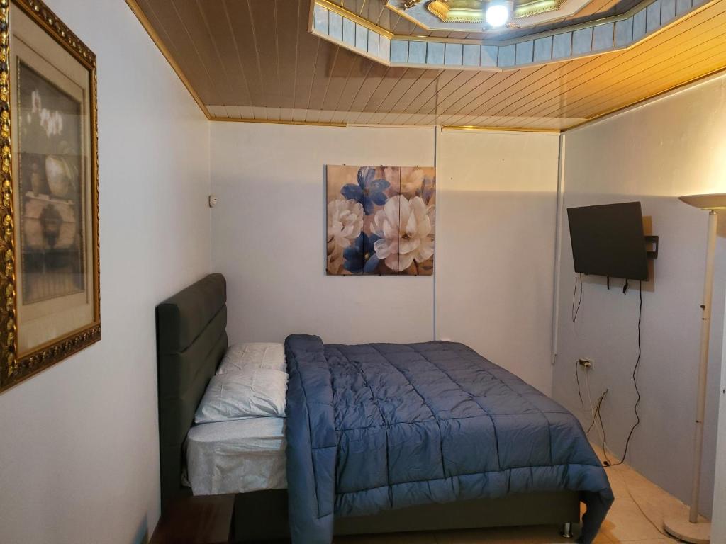 um quarto com uma cama e um quadro na parede em Preferred Place em Trincity 