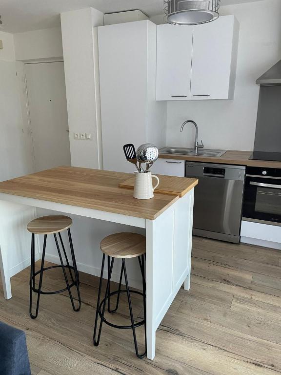 Kuchyň nebo kuchyňský kout v ubytování Superbe appartement au calme avec vue sur le Lac.