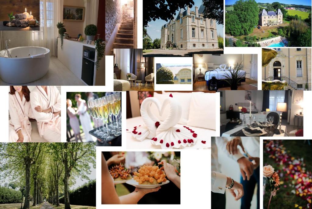 a collage of photos of a house at Château Marith - Etablissement climatisé avec Piscine in Clairac