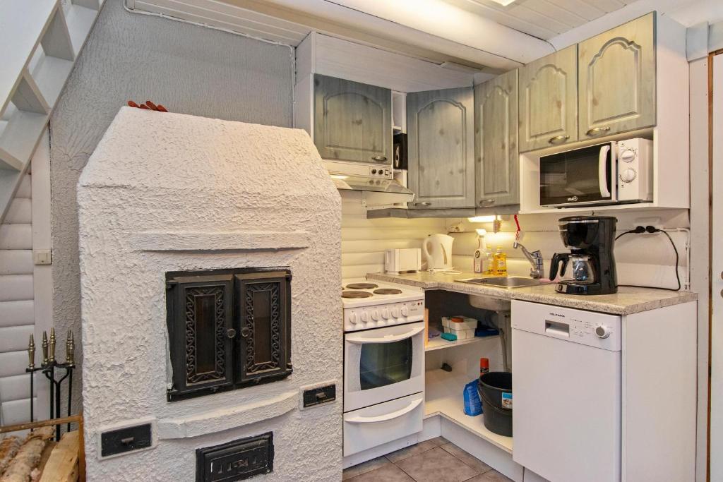 Kuchyň nebo kuchyňský kout v ubytování Hallan Akka Apartments