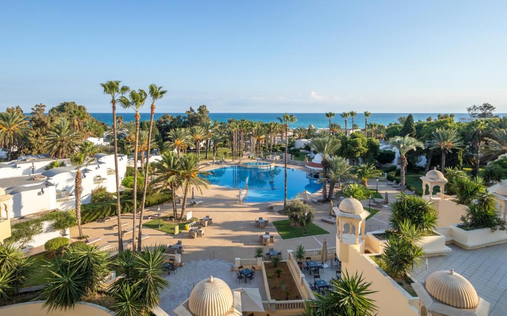 an aerial view of a resort with a swimming pool at Steigenberger Marhaba Thalasso Hammamet in Hammamet