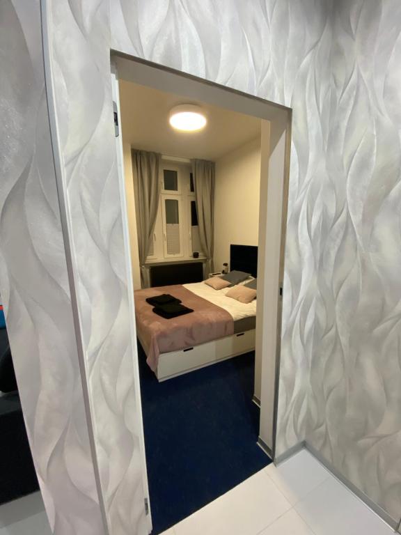 Postel nebo postele na pokoji v ubytování Apartamenty Planeta