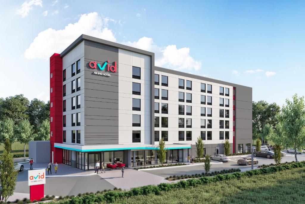 an artist rendering of a tru by tru hotel planned for the corner of the building at avid Hotel - Toronto - Vaughan Southwest, an IHG Hotel in Vaughan