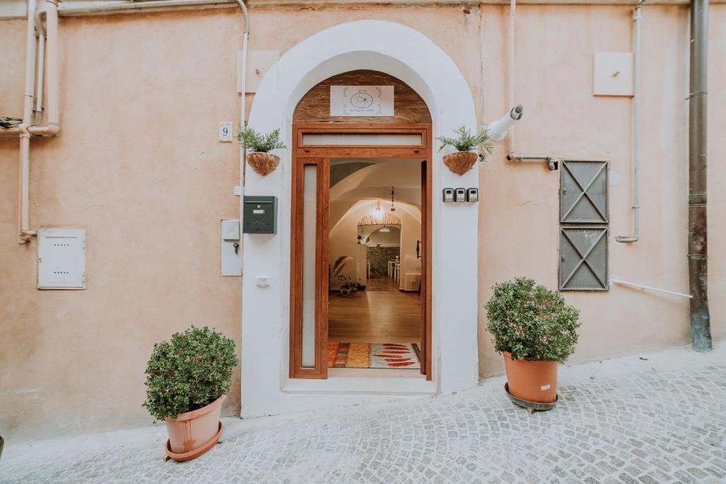 wejście do budynku z dwoma doniczkami w obiekcie La casa di Achille w mieście Chieti