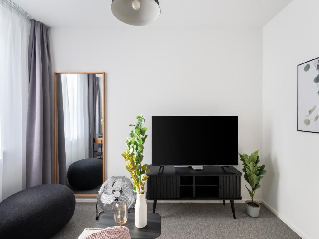 TV a/nebo společenská místnost v ubytování limehome Linz Friedrichstraße