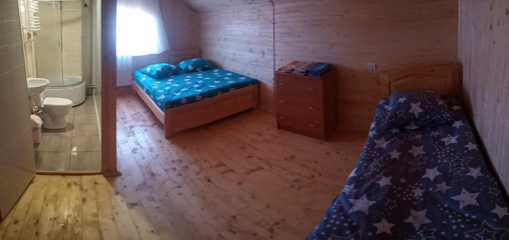 a small room with a bed and a window at Girs'kyy Podorozhnyk in Yablunytsya