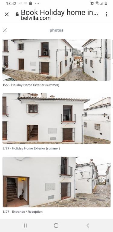 un collage de tres fotos de un edificio blanco en Casa con encanto en grazalema en Grazalema