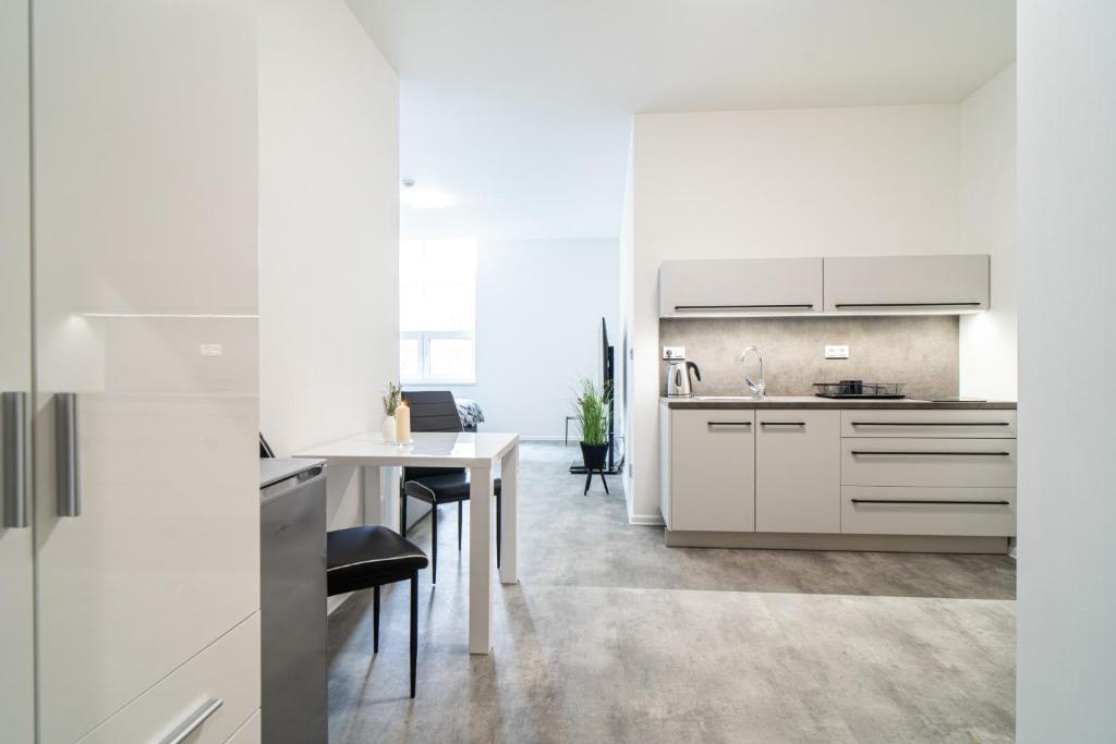 Kuchyň nebo kuchyňský kout v ubytování Apartmány Venuše