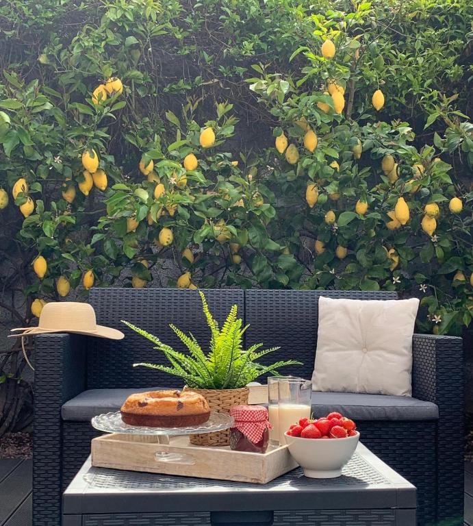 A seating area at "Sunset Garden" apartment