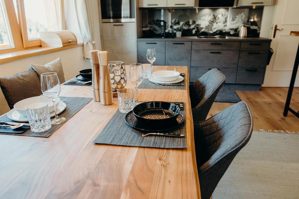 Kuchyň nebo kuchyňský kout v ubytování Apartment zu Hollenau