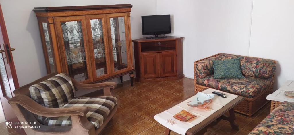 Appartamento Olimpo: Biella في بييلا: غرفة معيشة مع أريكة وكرسي