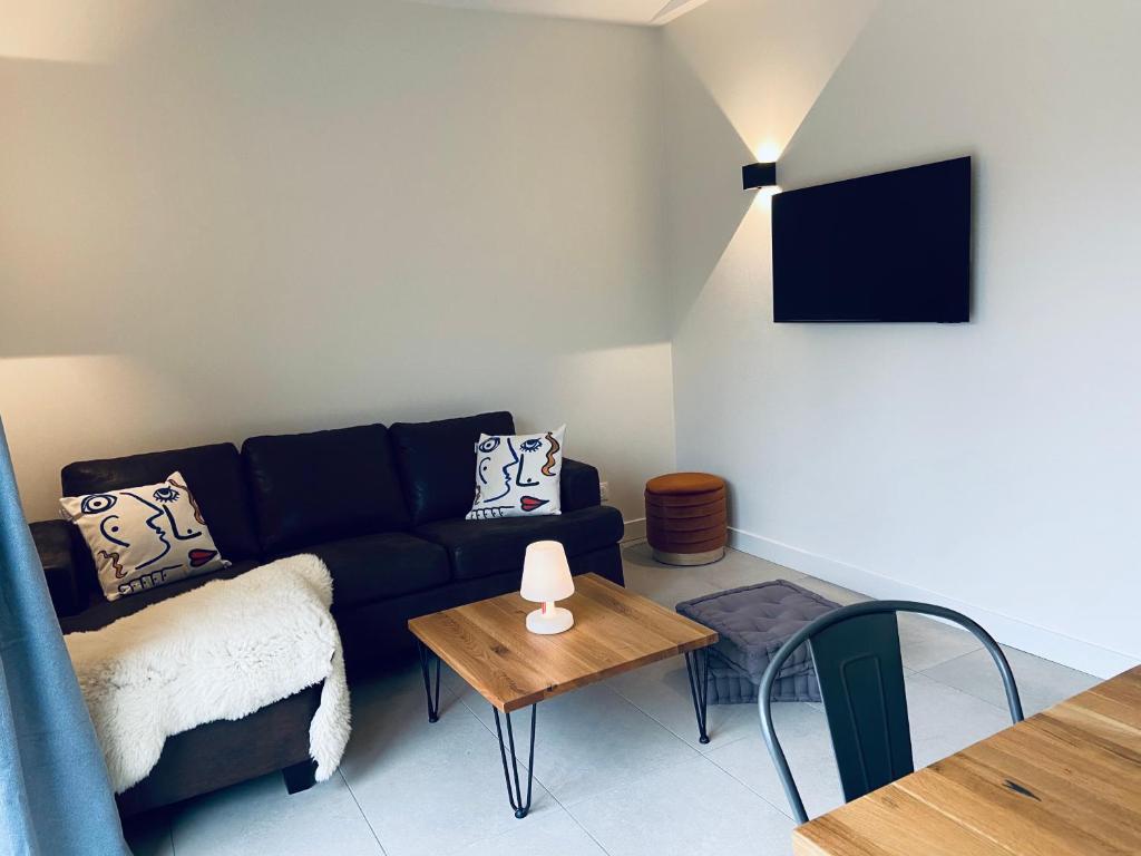 TV a/nebo společenská místnost v ubytování Chalet Pleine Vue & Spa