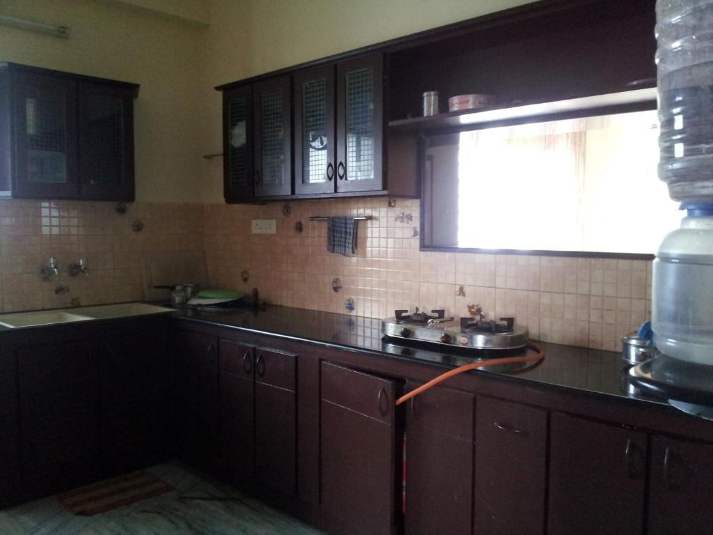 Kuchyň nebo kuchyňský kout v ubytování Roshini Serviced Apartments