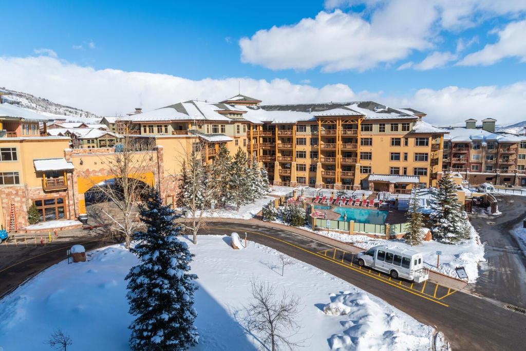 a view of a resort in the snow at Ski In Ski Out Corner Unit Direct Views Slopes Gondola Conde Nast and Forbes Winner in Park City