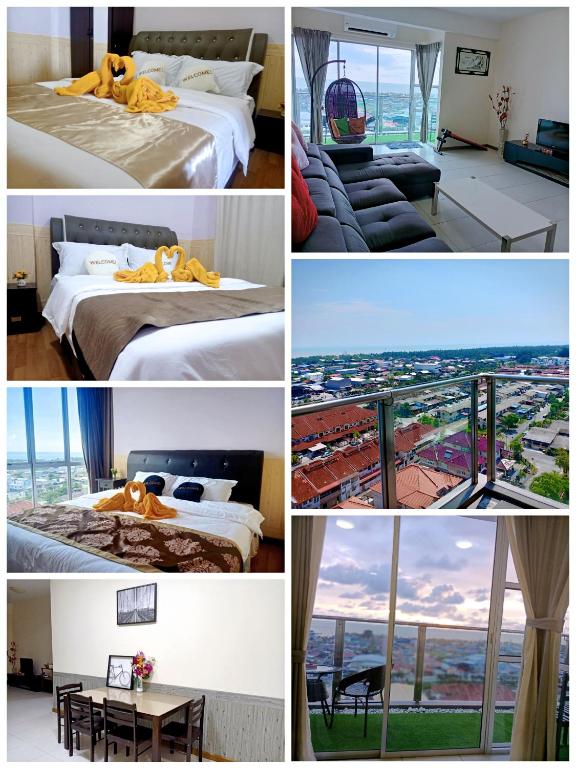 Postel nebo postele na pokoji v ubytování Sekinchan HighLevel SeaView Homestay 高楼 看海 阳台民宿