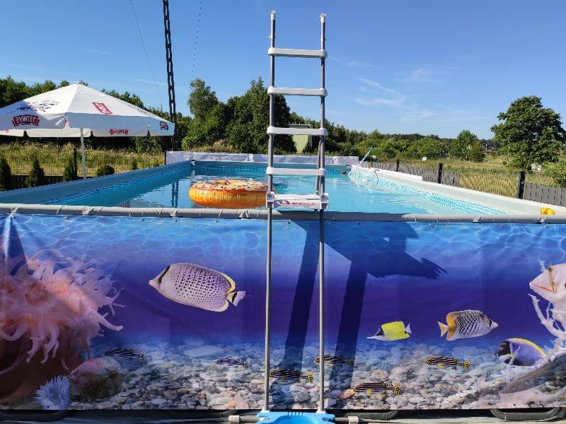 uma grande piscina com uma escada no meio em Aurora Ustka-Przewłoka em Ustka