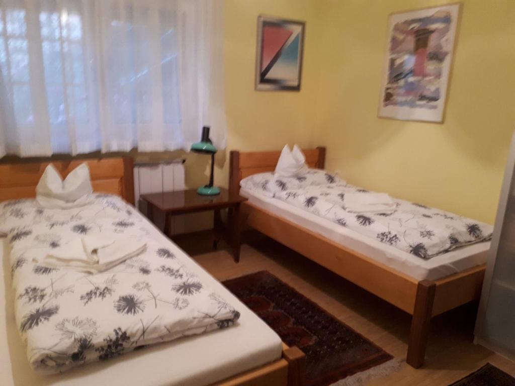 Postel nebo postele na pokoji v ubytování The Pearl of the Danube Bend - Regina Apartman