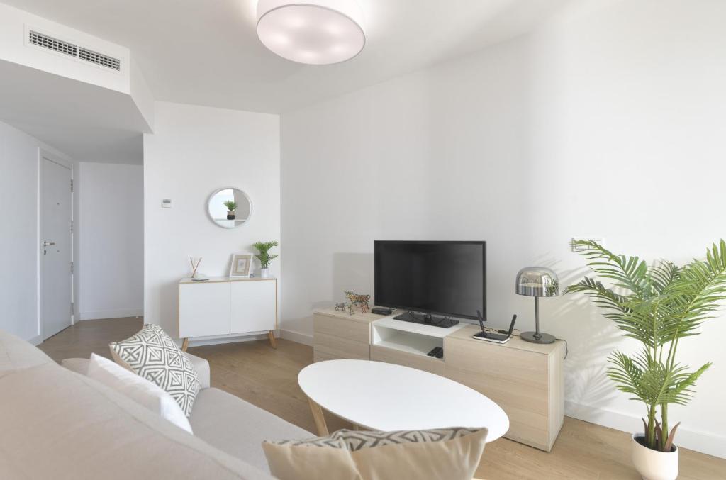TV a/nebo společenská místnost v ubytování Amplio apartamento vista mar frontal