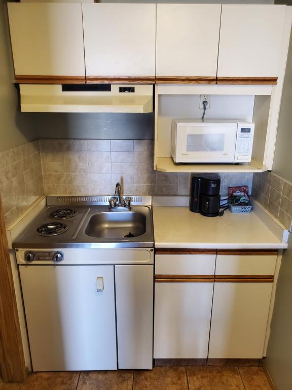 Kuchyň nebo kuchyňský kout v ubytování Stars Inn - Motel
