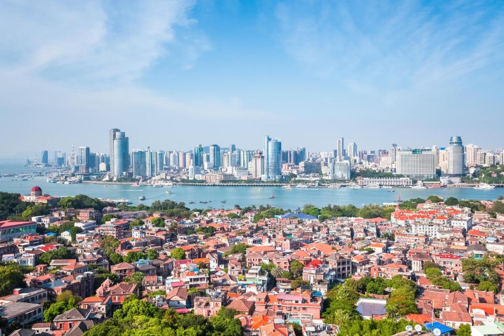 ホテルから撮影された、または一般的な廈門市の景色
