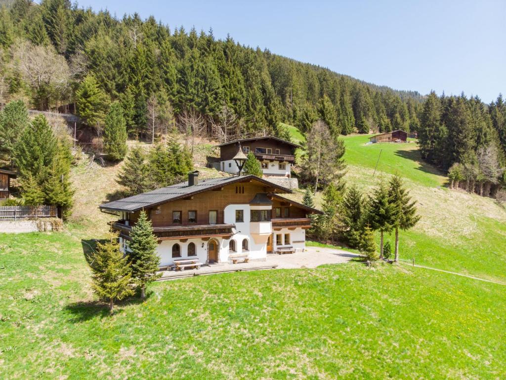 an aerial view of a house on a hill at Holiday Home Berghaus - MHO764 by Interhome in Hippach