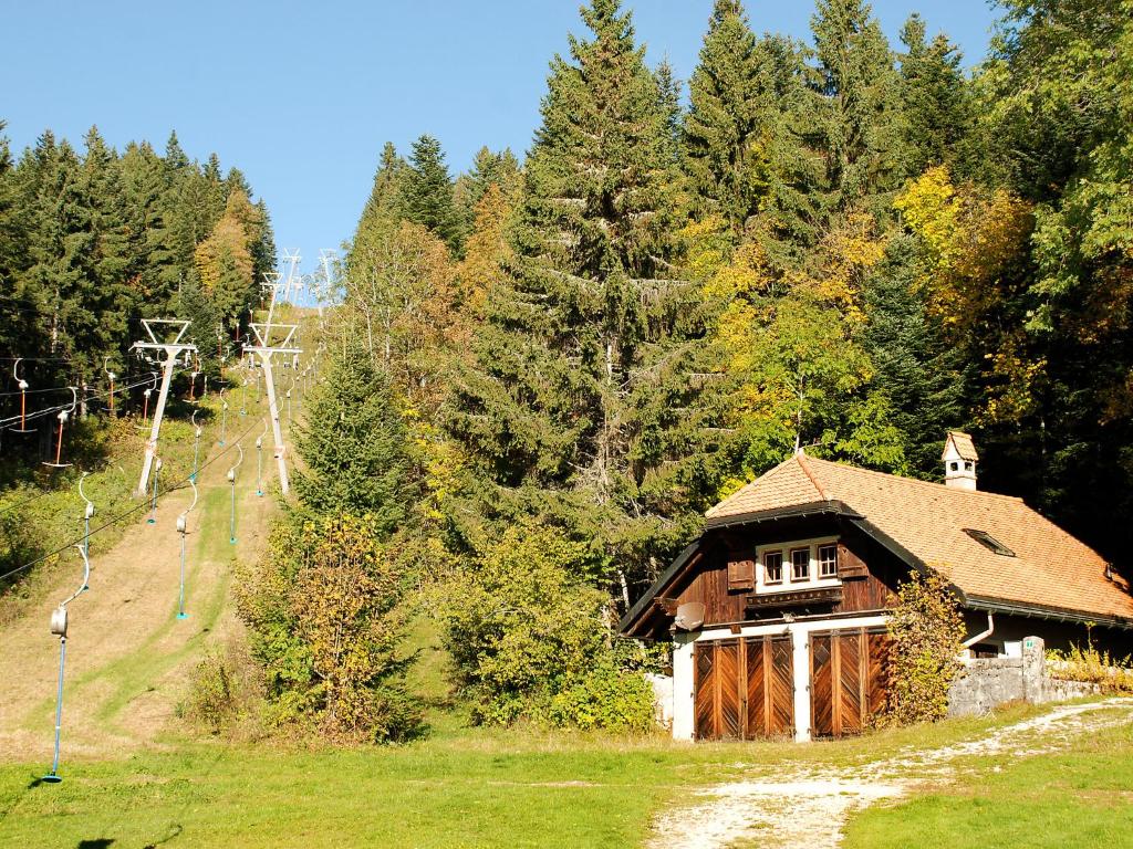 une petite maison au milieu d'une forêt dans l'établissement Apartment Les Fougères by Interhome, à Les Rasses