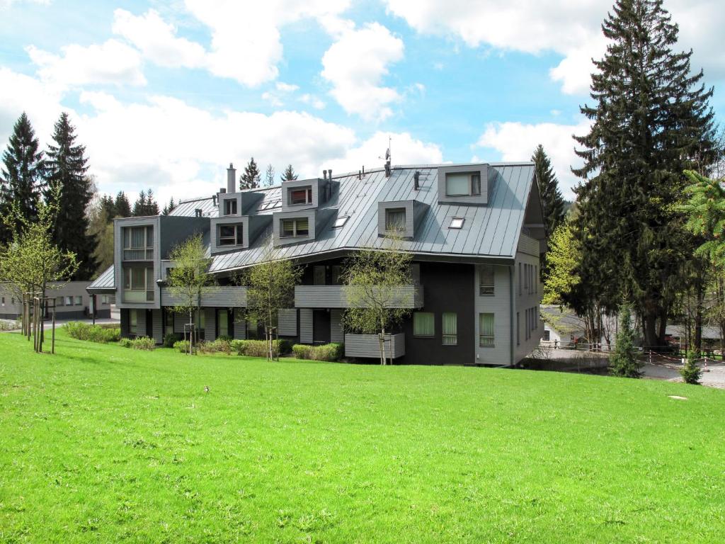a large house with a green lawn in front of it at Studio Harrachov by Interhome in Harrachov