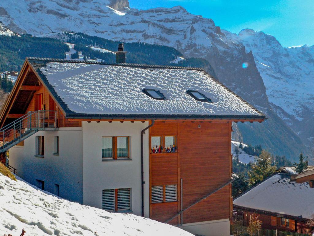 a house on top of a snow covered mountain at Apartment Rose Studio Y by Interhome in Wengen