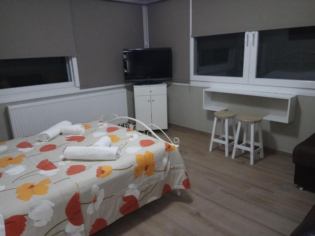 Televízia a/alebo spoločenská miestnosť v ubytovaní Studiο_loft