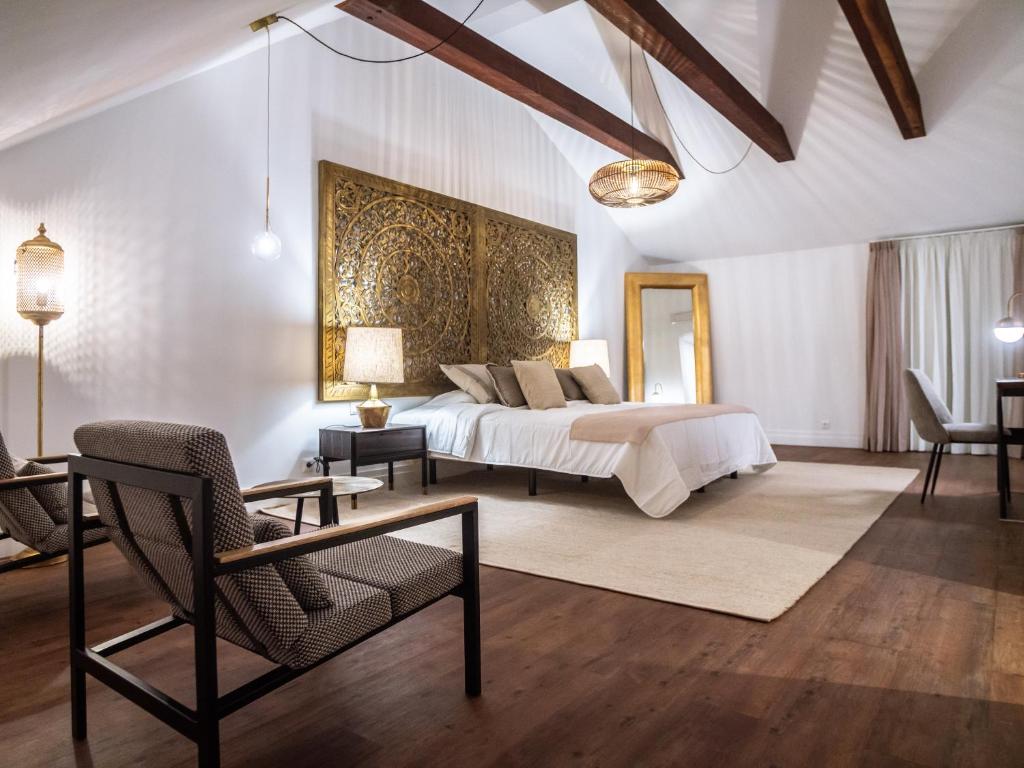מיטה או מיטות בחדר ב-Casa da Djedja