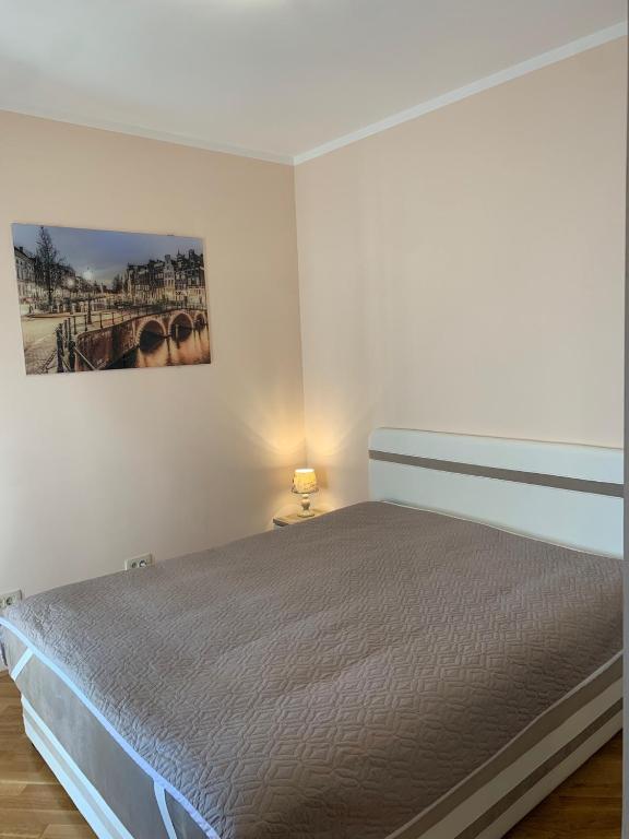 Postel nebo postele na pokoji v ubytování Lastochka.mne apartments