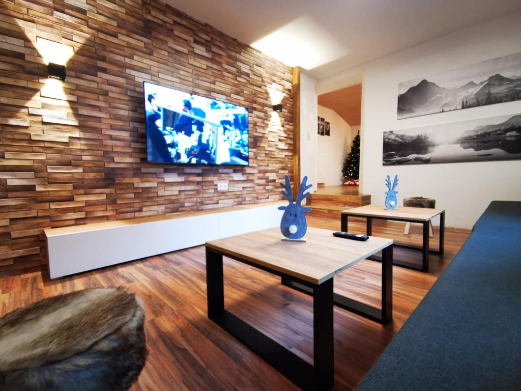 TV a/nebo společenská místnost v ubytování Alpenchalet Dona