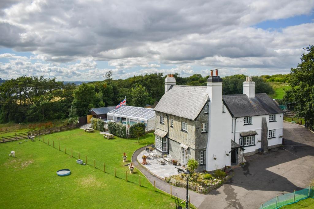 an aerial view of a house with a yard at St Anne's House in Plymouth