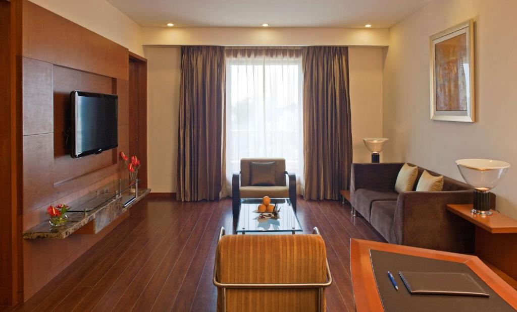 TV a/nebo společenská místnost v ubytování Radisson Blu Plaza Delhi Airport