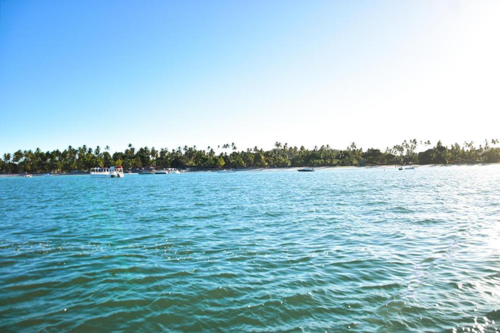 a large body of water with trees in the background at Pousada da Divisa in Tamandaré