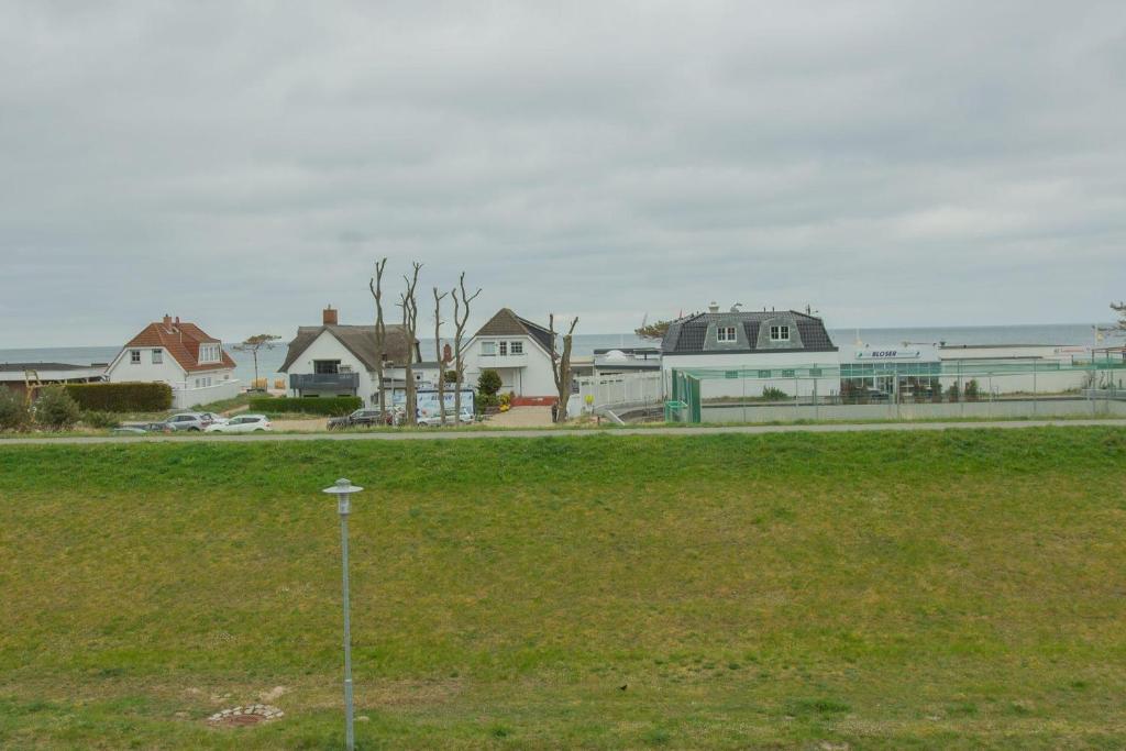 una fila de casas en la orilla del océano en Haus-am-Deich-Wohnung-9 en Dahme