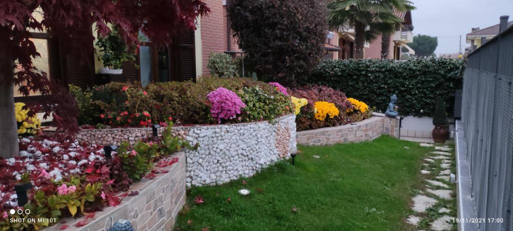 a garden of flowers in front of a house at New Home in Ferno